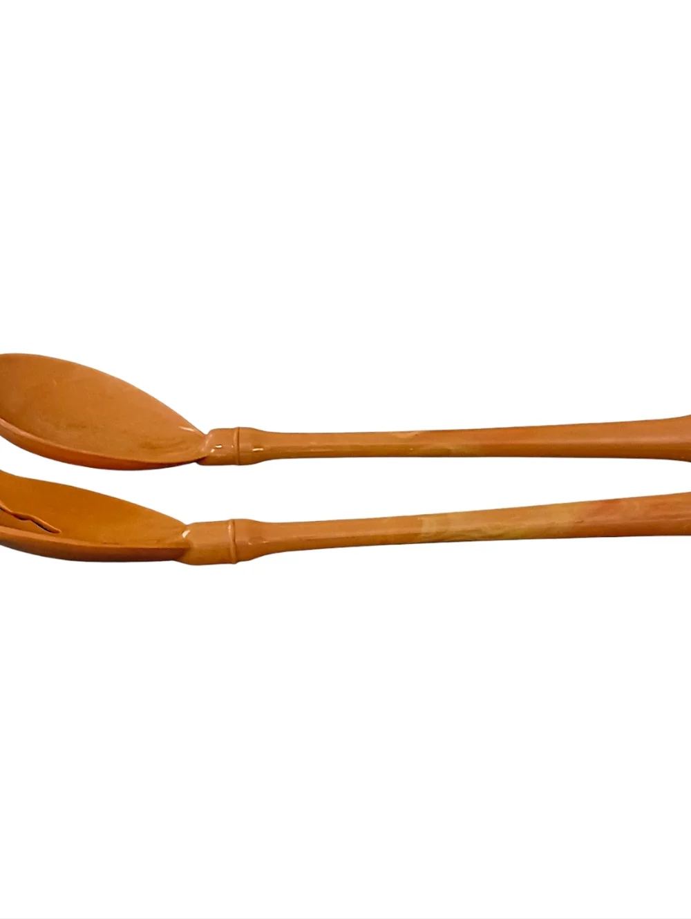 Vintage Melamine Salad Servers Fork Spoon Butterscotch Swirl Harvest‎ Gold MCM